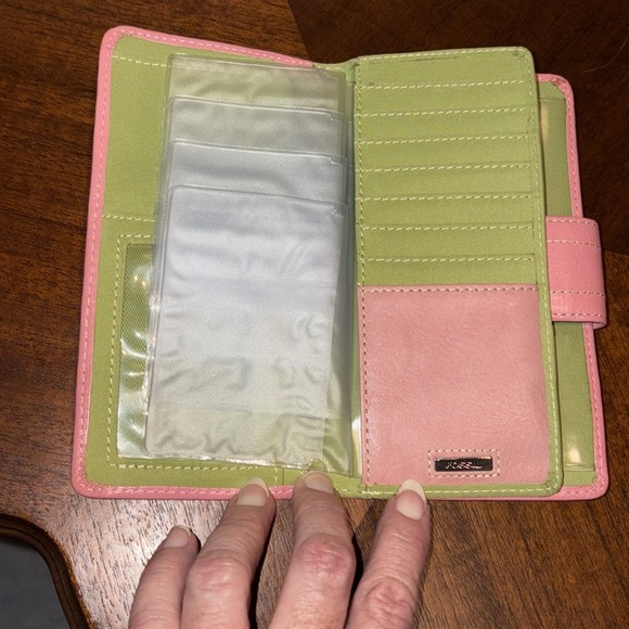 Fossil  wallet  billfold  card holder checkbook cover  leather  pink smooth NWOT - Picture 11 of 15